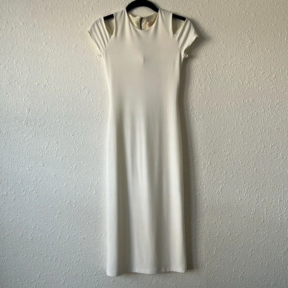 Alice + Olivia: White AIR Meya Cold Shoulder Dress Size 2 - Picture 3 of 9